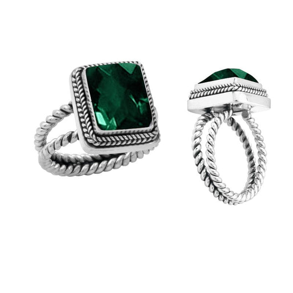 AR-1040-GQ-8 Sterling Silver Ring With Green Quartz Jewelry Bali Designs Inc 