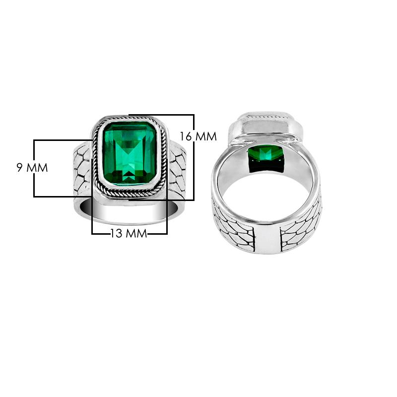 AR-1044-GQ-4.5" Sterling Silver Ring With Green Quartz Jewelry Bali Designs Inc 