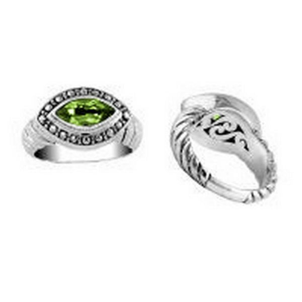 AR-1046-PR-7" Sterling Silver Ring With Peridot Q. Jewelry Bali Designs Inc 