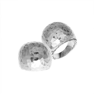 Wholesale sterling silver hammered dome ring, bold artisan statement jewelry in high-polish .925 silver, available for bulk orders and resale.