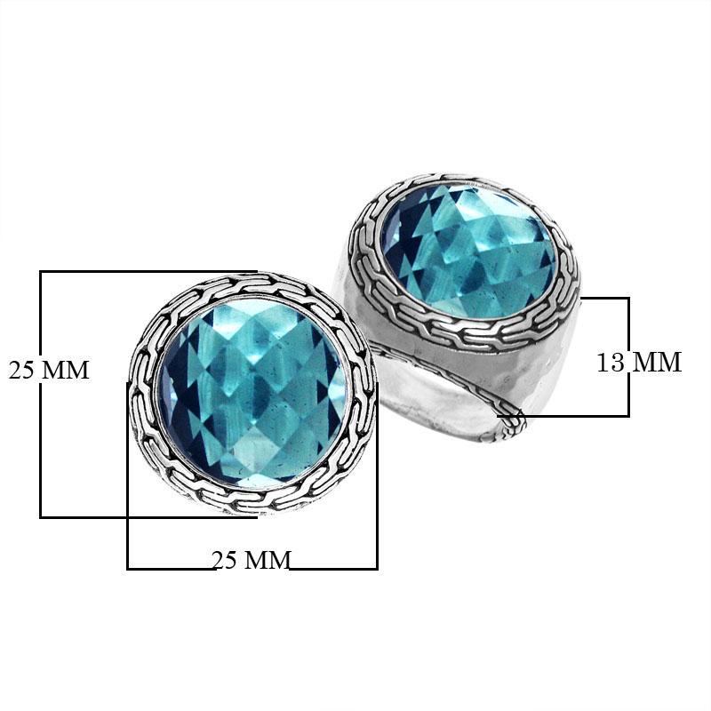 AR-1063-BT-7" Sterling Silver Ring With Blue Topaz Q. Jewelry Bali Designs Inc 