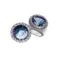Wholesale sterling silver Mystic Topaz Quartz ring with round rainbow-hued quartz, artisan bezel setting, and Bali-inspired detailing, ideal for bulk jewelry orders.