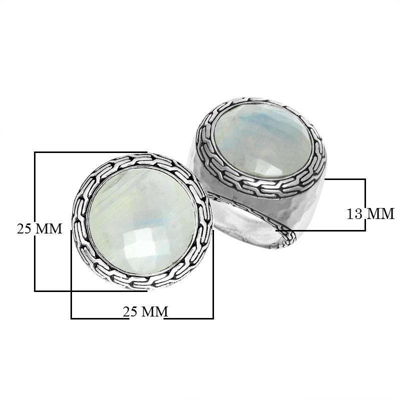 AR-1063-RM-7" Sterling Silver Ring With Rainbow Moonstone Jewelry Bali Designs Inc 