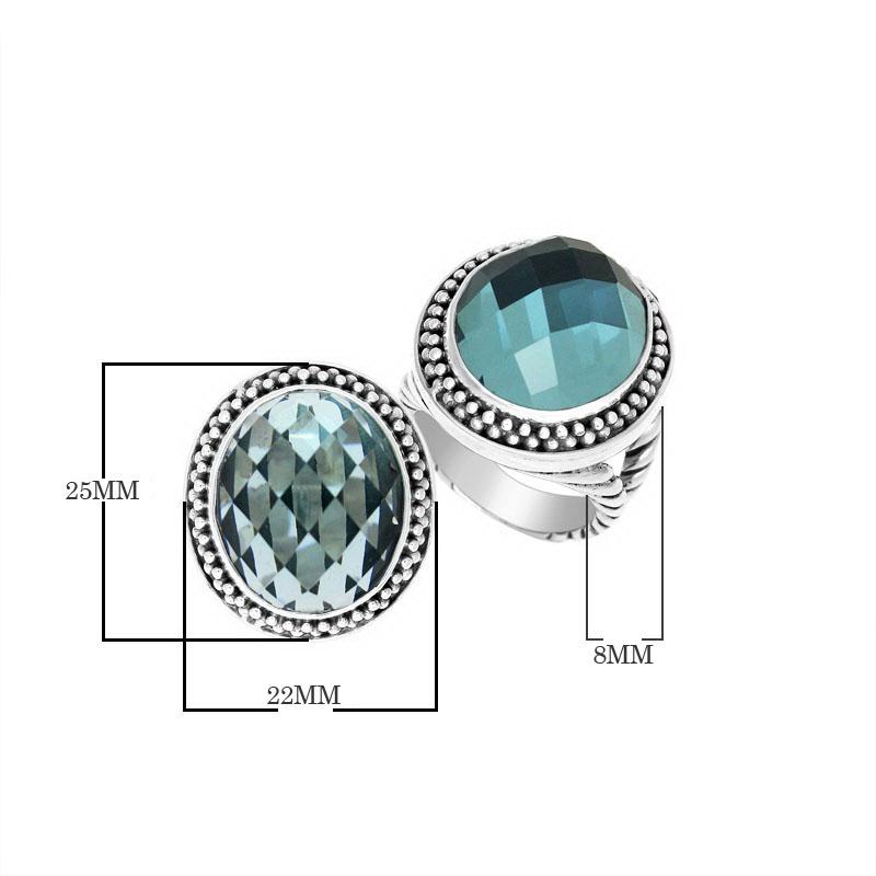 AR-1076-BT-7" Sterling Silver Ring With Blue Topaz Q. Jewelry Bali Designs Inc 
