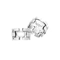Wholesale sterling silver geometric link band ring, modern unisex design handcrafted in .925 silver with polished finish, ideal for bulk jewelry orders.