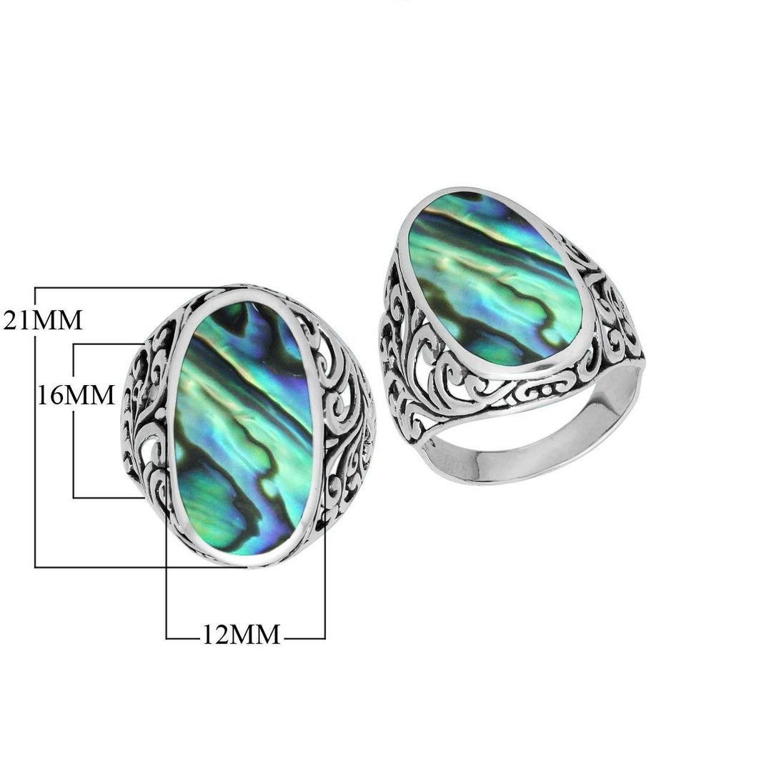 AR-1087-AB-6" Sterling Silver Ring With Abalone Shell Jewelry Bali Designs Inc 