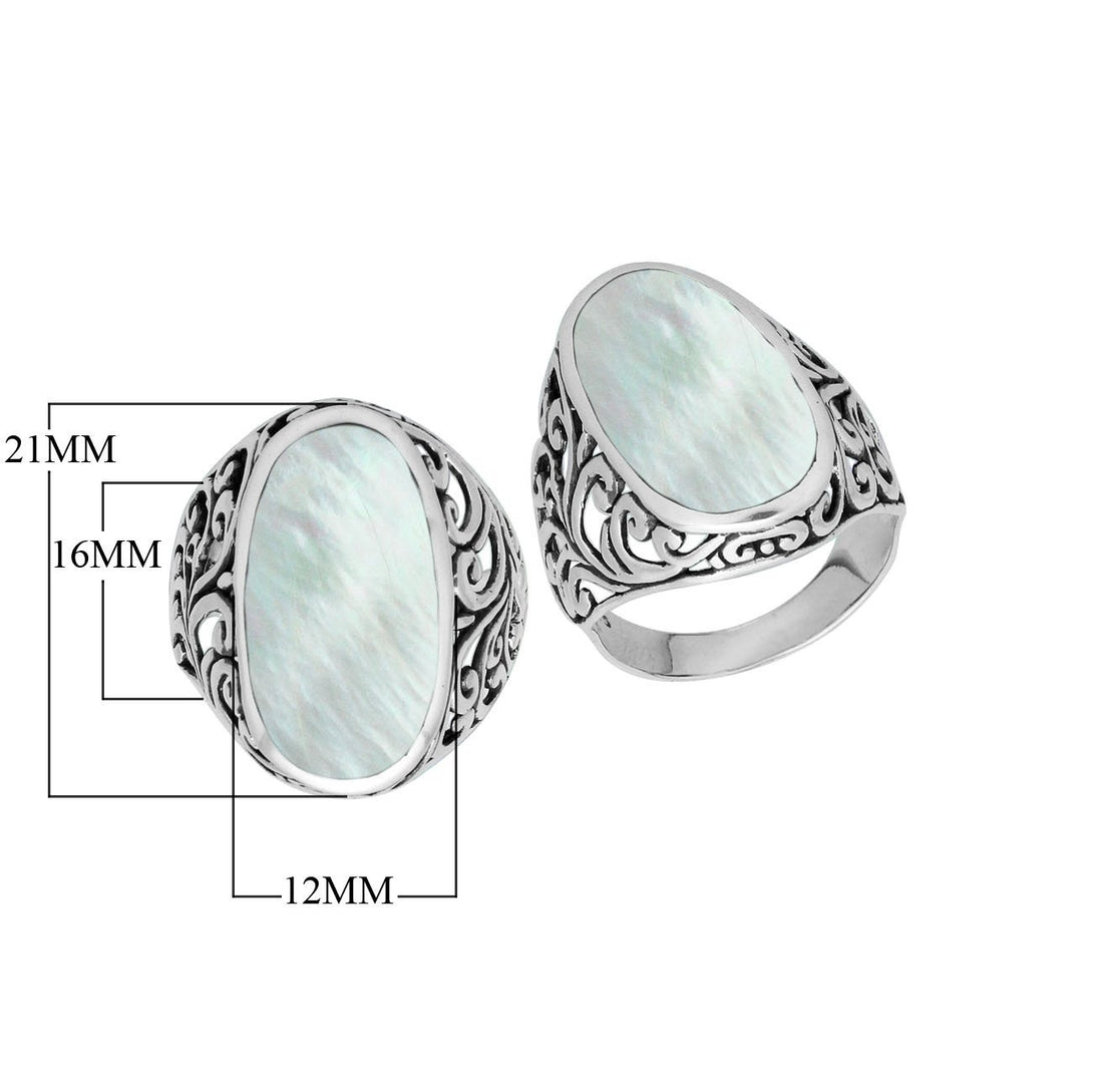 AR-1087-MOP-6'' Sterling Silver Ring With Mother Of Pearl Jewelry Bali Designs Inc 