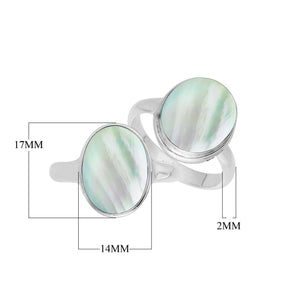 Wholesale sterling silver oval Mother of Pearl ring with sleek bezel setting and polished 925 silver band, handcrafted artisan jewelry for bulk orders.