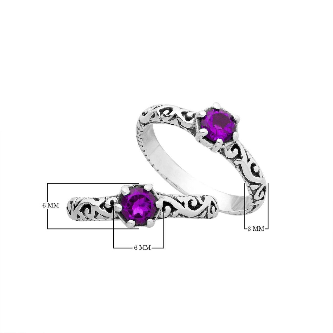 AR-1104-AM-6'' Sterling Silver Ring With Amethyst Jewelry Bali Designs Inc 