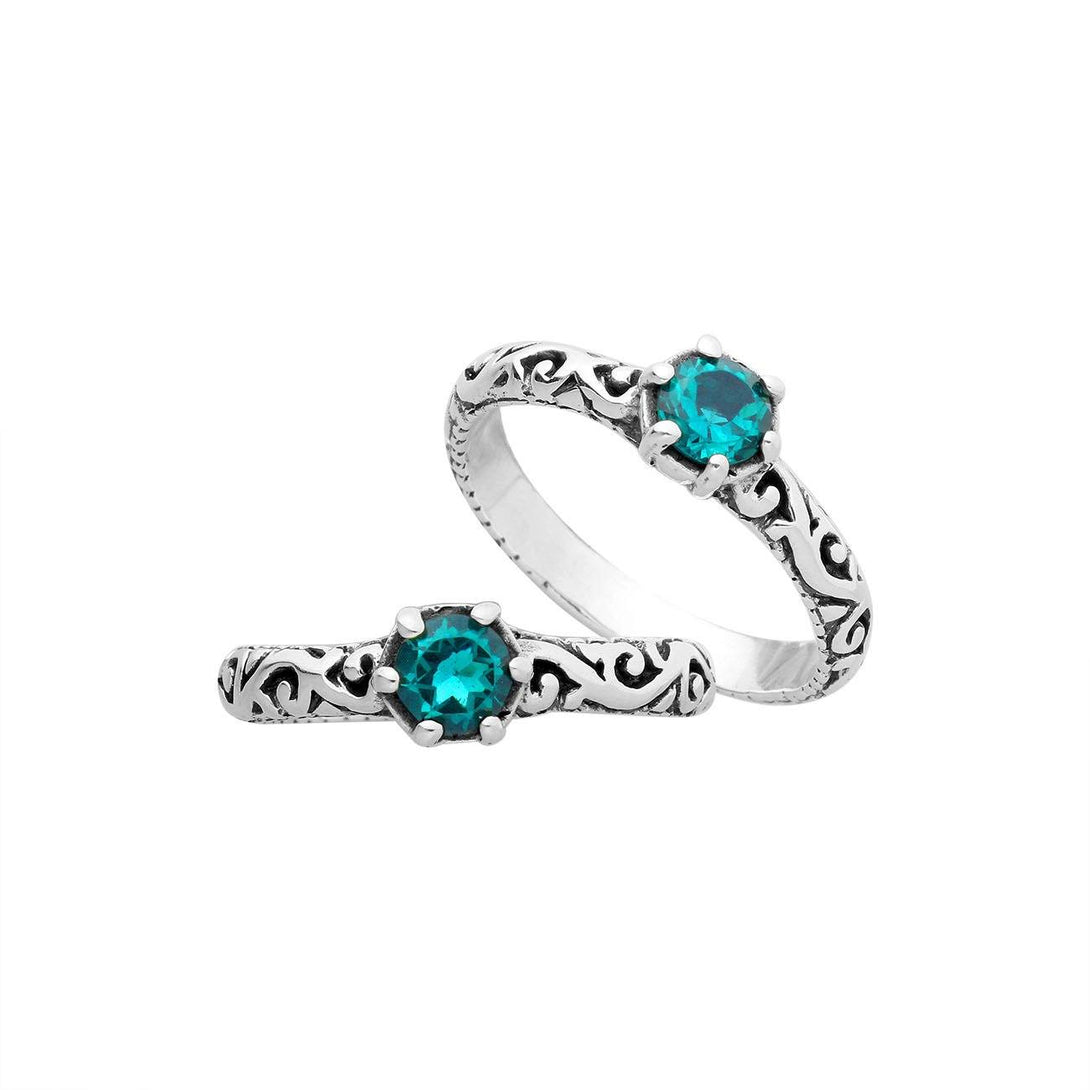 AR-1104-BT-6" Sterling Silver Ring With Blue Topaz Jewelry Bali Designs Inc 