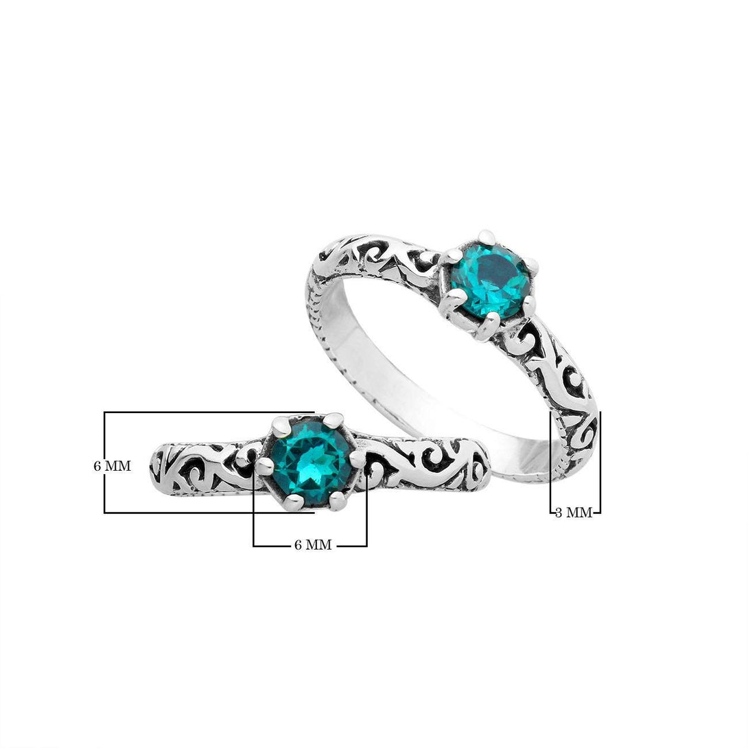 AR-1104-BT-8" Sterling Silver Ring With Blue Topaz Jewelry Bali Designs Inc 