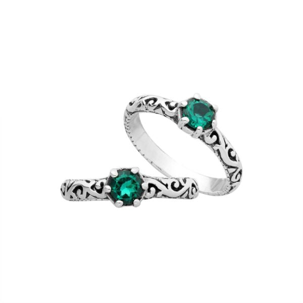 AR-1104-GQ-6" Sterling Silver Ring With Green Quartz Jewelry Bali Designs Inc 