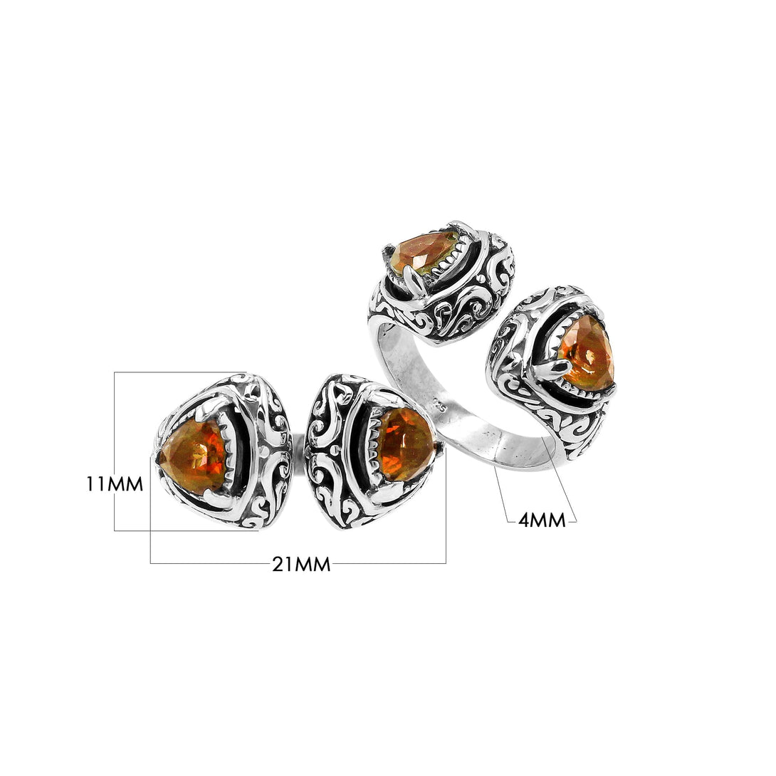AR-1111-CT-8 Sterling Silver Ring With Citrine Q. Jewelry Bali Designs Inc 