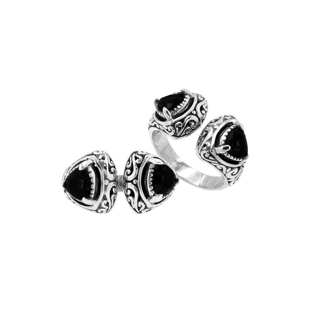 AR-1111-OX-6 Sterling Silver Ring With Black Onyx Jewelry Bali Designs Inc 