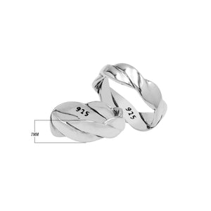 Wholesale sterling silver twisted braid band ring with polished finish – unisex classic wholesale silver jewelry.