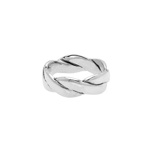 Wholesale sterling silver twisted braid band ring with polished finish – unisex classic wholesale silver jewelry.