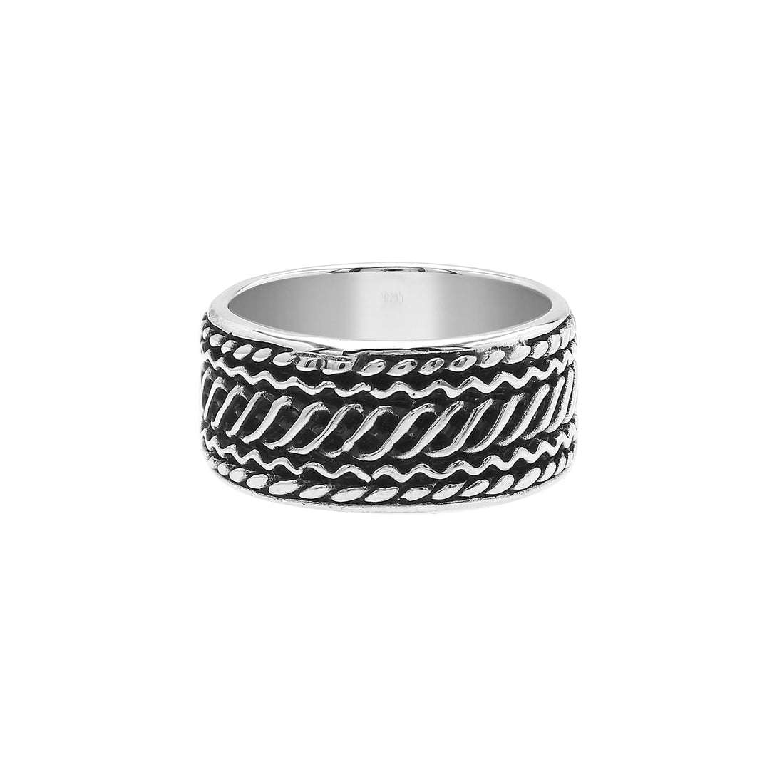 AR-1122-S-12 Sterling Silver Ring With Plain Silver Jewelry Bali Designs Inc 
