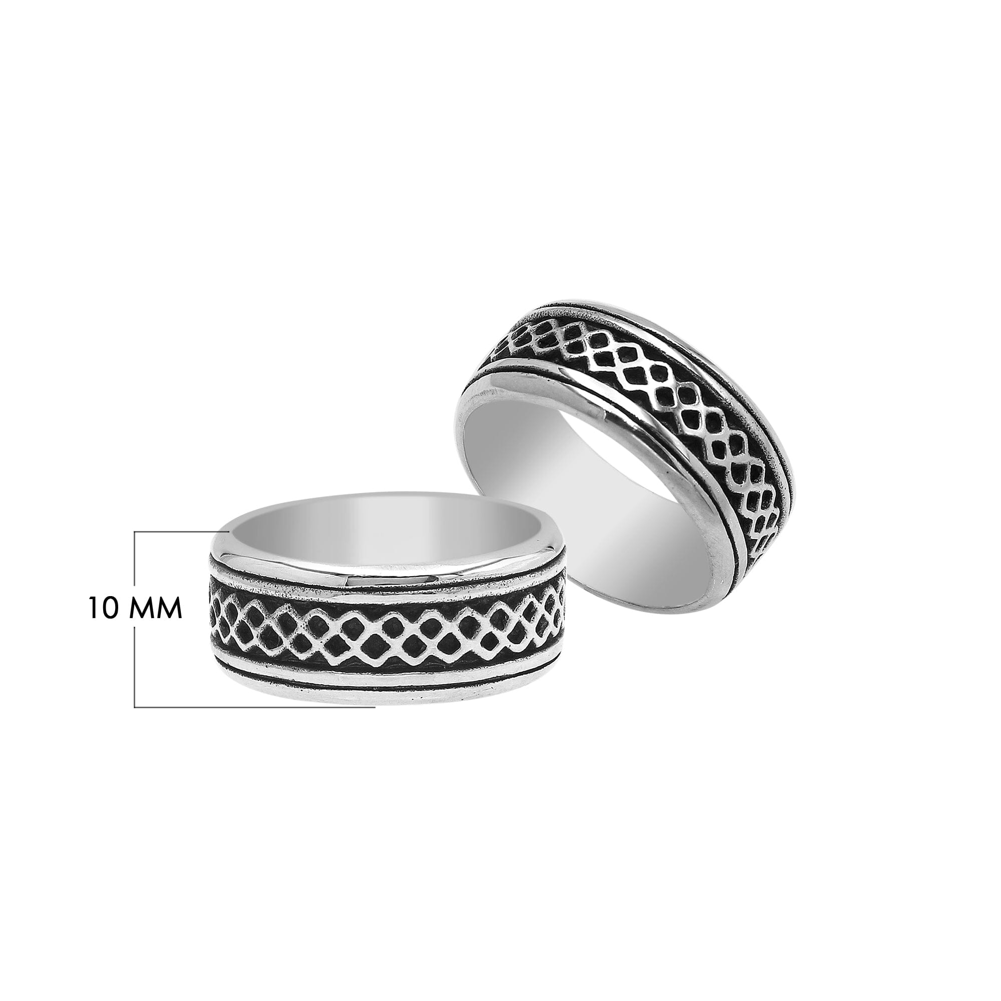 Wholesale sterling silver wide band ring with geometric lattice design, handcrafted in Bali with oxidized finish, bulk jewelry for retailers and suppliers.