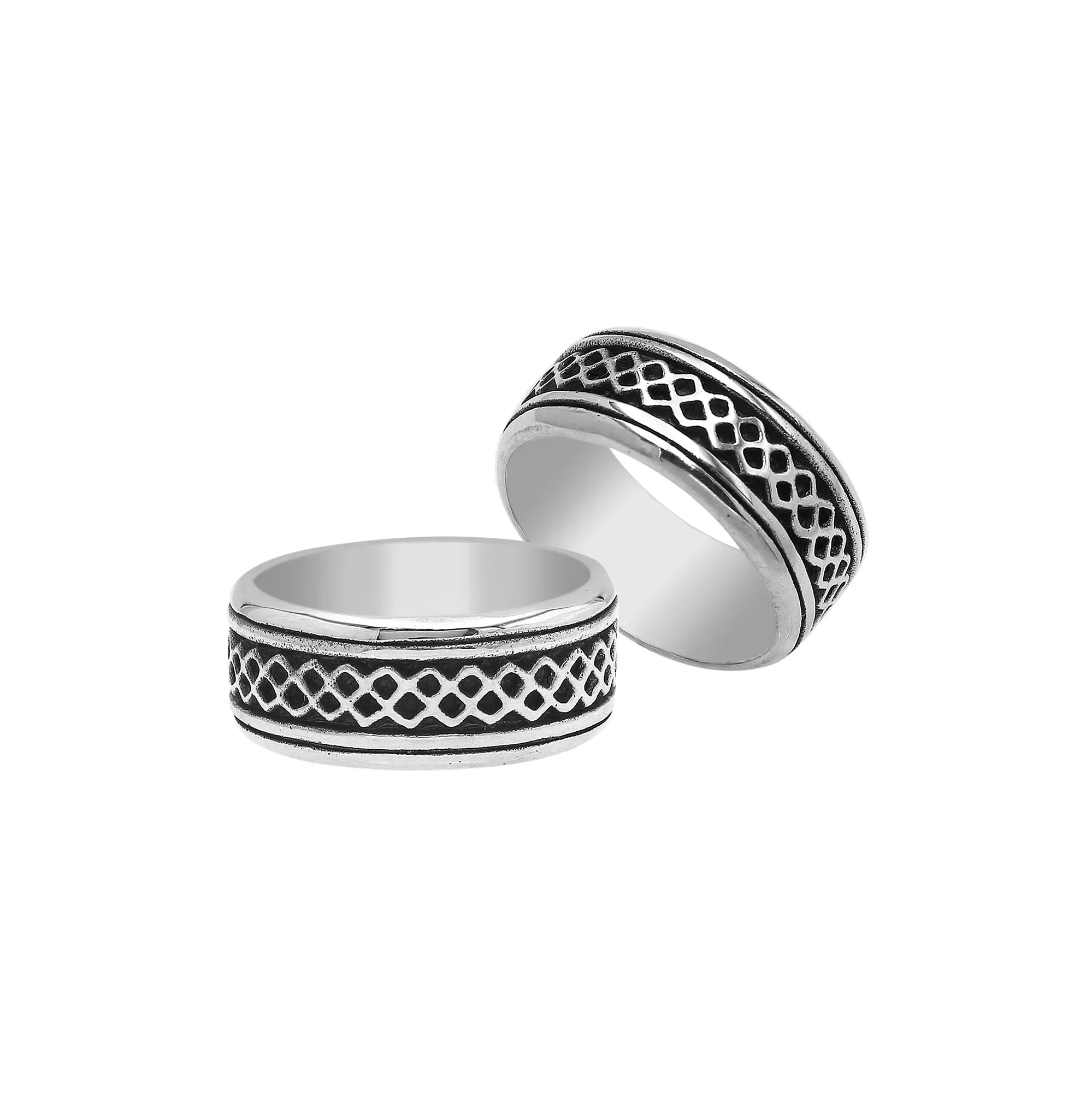 Wholesale sterling silver wide band ring with geometric lattice design, handcrafted in Bali with oxidized finish, bulk jewelry for retailers and suppliers.