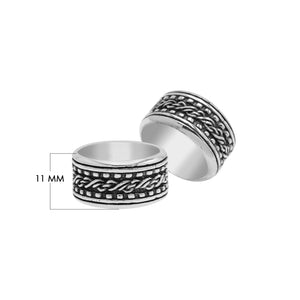 Wholesale sterling silver braided band rings with oxidized rope design, wide unisex silver jewelry for bulk resellers.