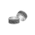 Wholesale sterling silver braided band rings with oxidized rope design, wide unisex silver jewelry for bulk resellers.