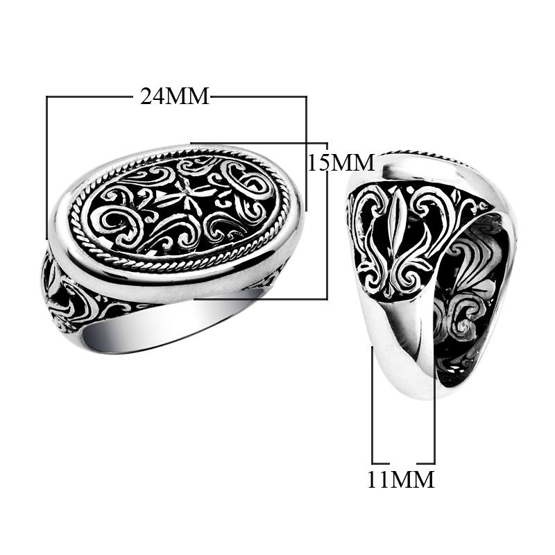 AR-6004-S-4.5" Sterling Silver Beautiful Design Oval Shape Ring With Plain Silver Jewelry Bali Designs Inc 