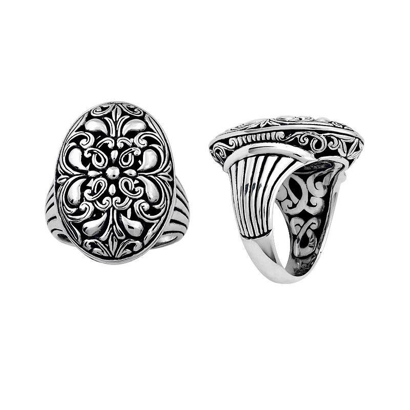 AR-6013-S-8" Sterling Silver Ring With Plain Silver Jewelry Bali Designs Inc 