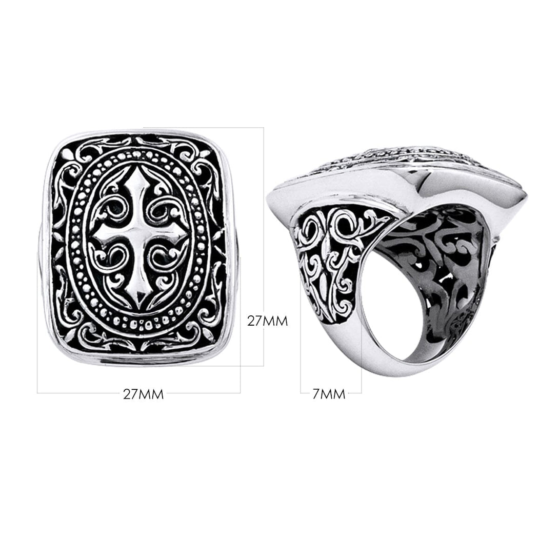 AR-6015-S-10 Sterling Silver Ring With Plain Silver Jewelry Bali Designs Inc 