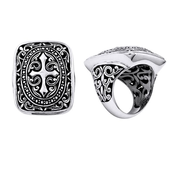 AR-6015-S-F-10" Sterling Silver Ring With Plain Silver Jewelry Bali Designs Inc 