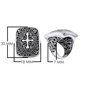 AR-6015-S-F-11" Sterling Silver Ring With Plain Silver Jewelry Bali Designs Inc 