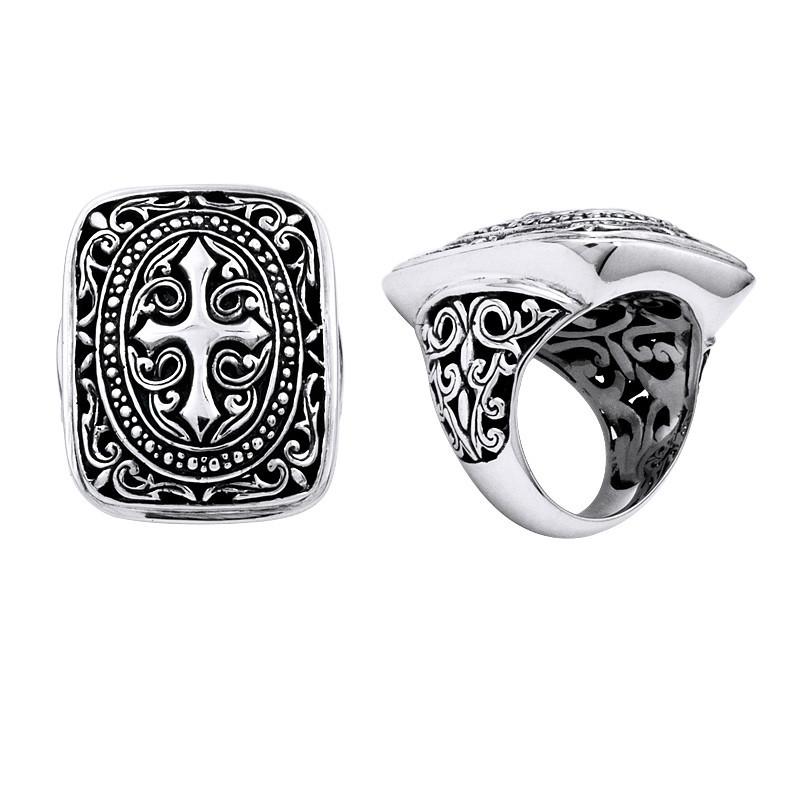 AR-6015-S-F-9" Sterling Silver Ring With Plain Silver Jewelry Bali Designs Inc 