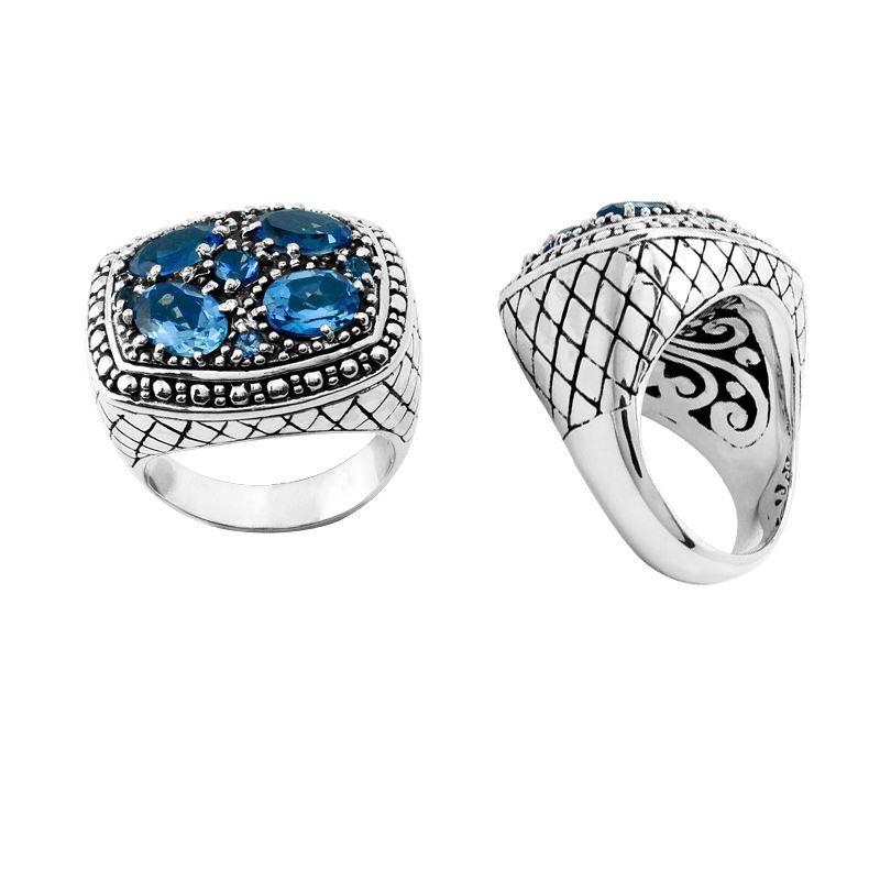 AR-6022-BT-6" Sterling Silver Ring With Blue Topaz Q. Jewelry Bali Designs Inc 
