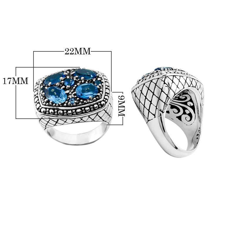 AR-6022-BT-7" Sterling Silver Ring With Blue Topaz Q. Jewelry Bali Designs Inc 