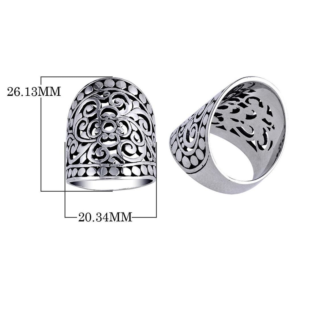 AR-6024-S-10" Sterling Silver Ring With Plain Silver Jewelry Bali Designs Inc 