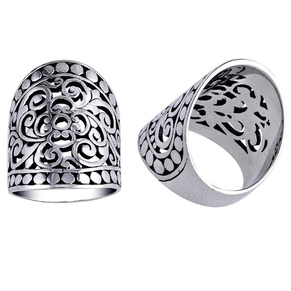 AR-6024-S-10" Sterling Silver Ring With Plain Silver Jewelry Bali Designs Inc 