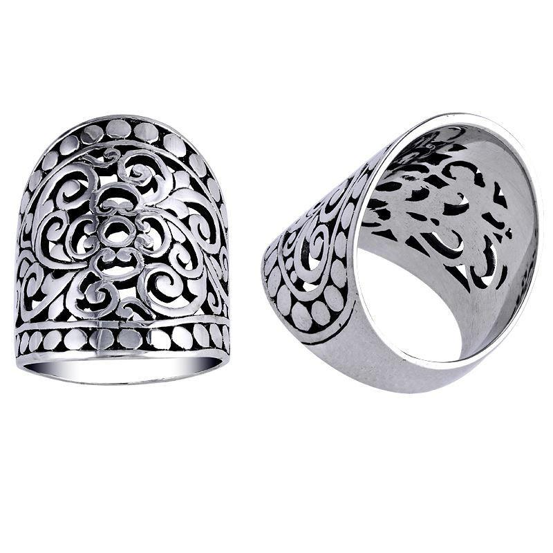 AR-6024-S-7" Sterling Silver Ring With Plain Silver Jewelry Bali Designs Inc 