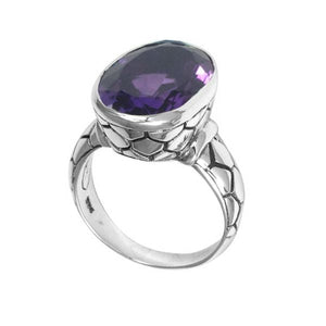 Sterling Silver handcrafted ring with Amethyst Quartz wholesale from Bali, Indonesia