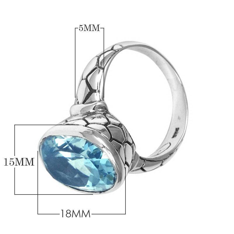 AR-6026-BT-7" Sterling Silver Ring With Blue Topaz Q. Jewelry Bali Designs Inc 