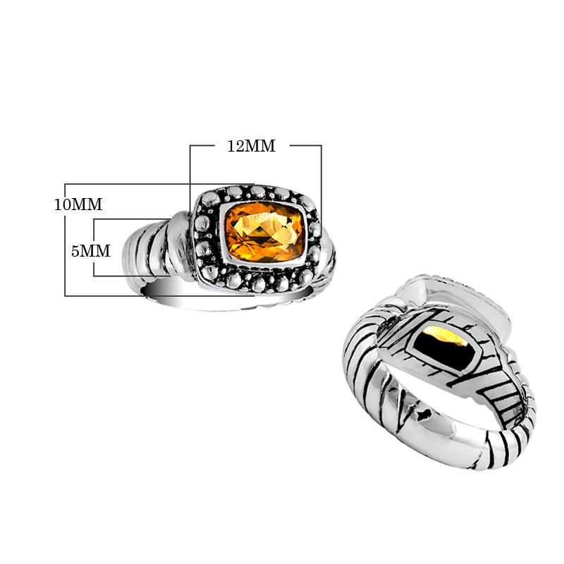AR-6033-CT-8" Sterling Silver Ring With Citrine Q. Jewelry Bali Designs Inc 