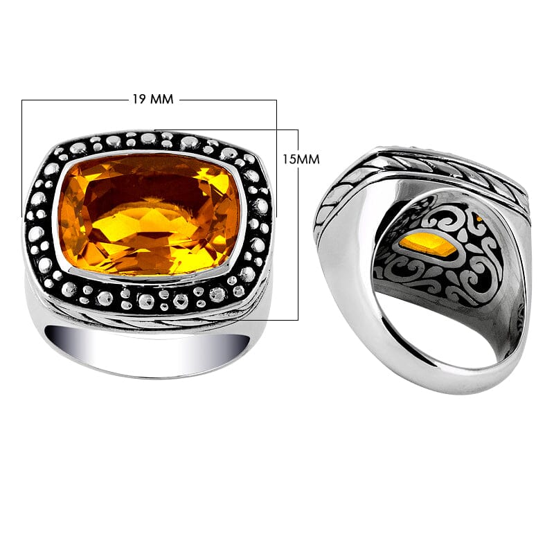 AR-6035-CT-10 Sterling Silver Ring With Citrine Q. Jewelry Bali Designs Inc 