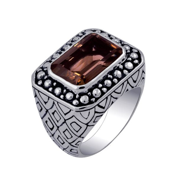 Sterling Silver handcrafted ring with Smokey Quartz wholesale from Bali, Indonesia