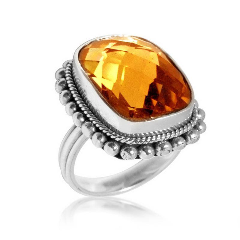 AR-6062-CT-10" Sterling Silver Ring With Citrine Q. Jewelry Bali Designs Inc 