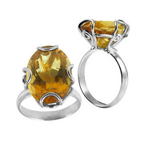 AR-6068-CT-8" Sterling Silver Ring With Citrine Q. Jewelry Bali Designs Inc 