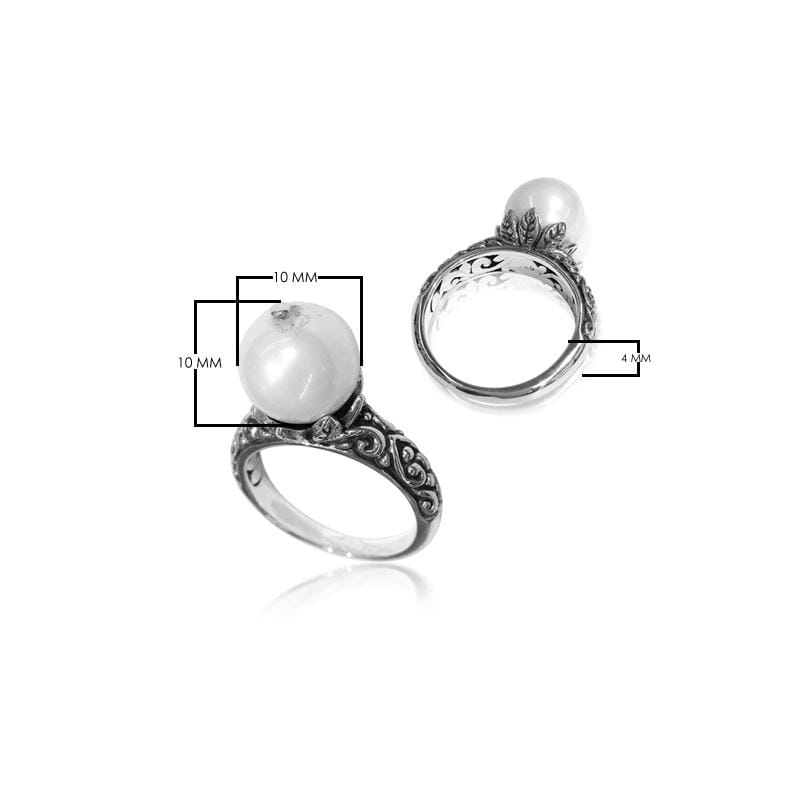 AR-6078-PE-9 Sterling Silver Ring With Mabe Pearl Jewelry Bali Designs Inc 