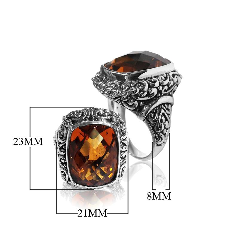AR-6083-CT-11" Sterling Silver Ring With Citrine Q. Jewelry Bali Designs Inc 