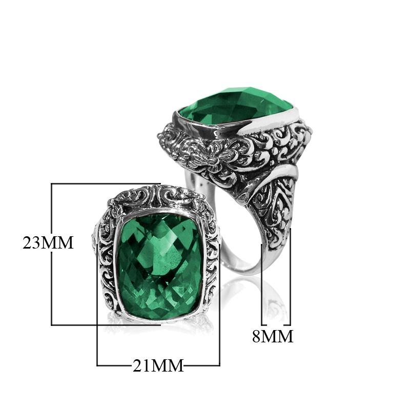 AR-6083-GQ-10" Sterling Silver Ring With Green Quartz Jewelry Bali Designs Inc 