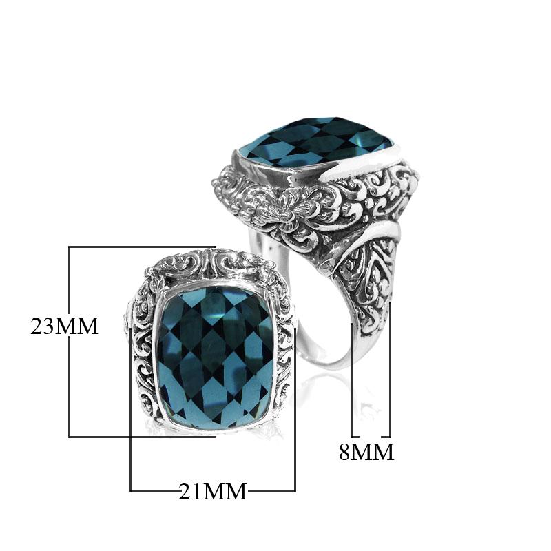 AR-6083-LBT-7" Sterling Silver Ring With London Blue Topaz Q. Jewelry Bali Designs Inc 