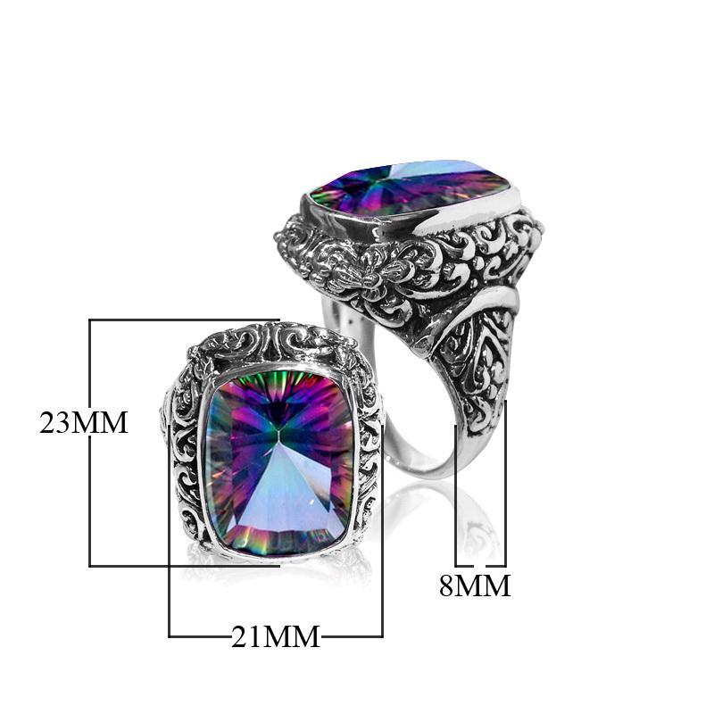 AR-6083-MT-11" Sterling Silver Ring With Mystic Quartz Jewelry Bali Designs Inc 