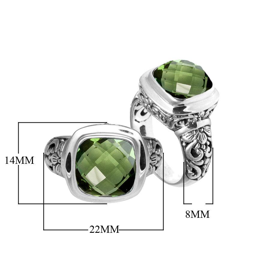 AR-6086-GAM-7" Sterling Silver Ring With Green Amethyst Q. Jewelry Bali Designs Inc 