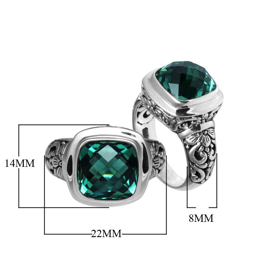 AR-6086-GQ-6" Sterling Silver Ring With Green Quartz Jewelry Bali Designs Inc 